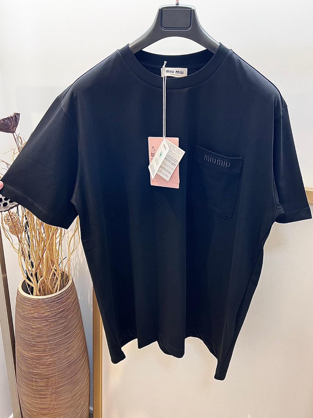 Футболка Miu Miu Frontside Logo On Frontside Pocket Miu Miu "Blue" фото № 2