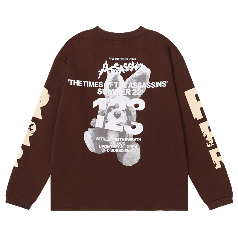 Лонгслив Rrr123 A Plush Toy Behind The Text "Brown" фото № 3