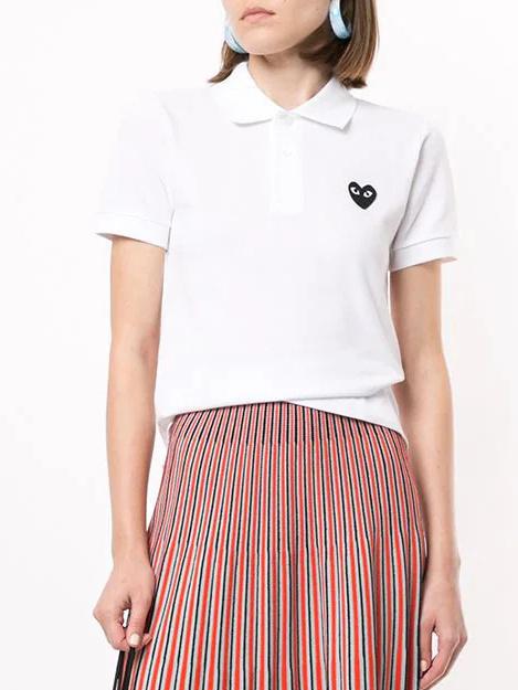 Поло Comme des Garcons Play Black Heart Eyes "White" фото № 4