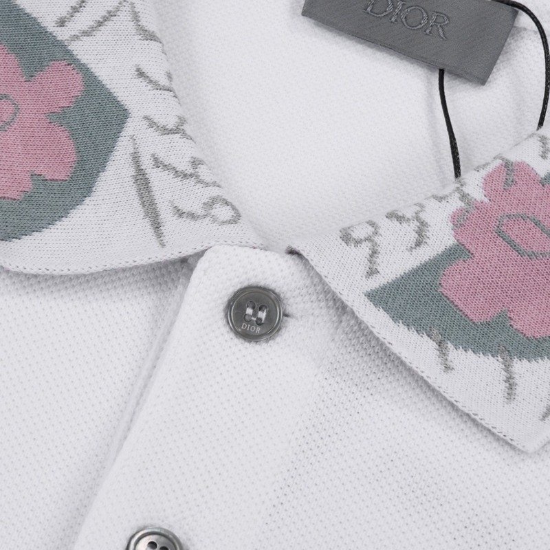 Поло Dior With Flower Pattern "White" фото № 6