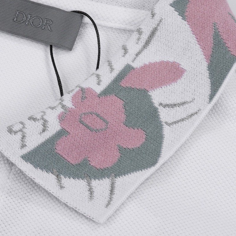 Поло Dior With Flower Pattern "White" фото № 8