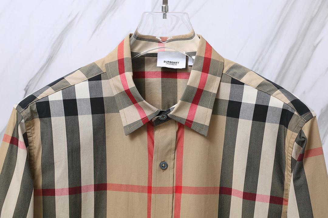 Рубашка Burberry Red And Black And White Lines Print "Brown" фото № 5