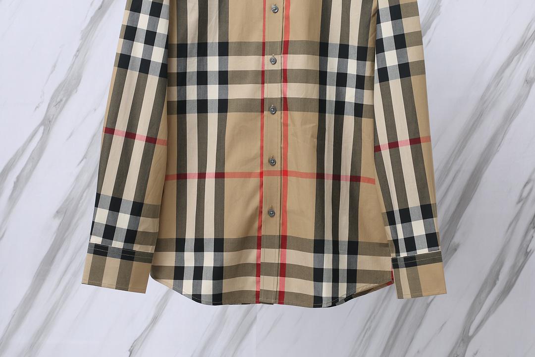 Рубашка Burberry Red And Black And White Lines Print "Brown" фото № 4