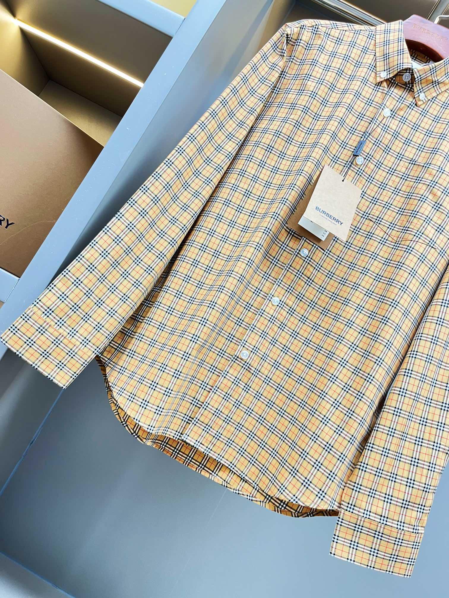 Рубашка Burberry Red And Contrast Lines Squares Print "Beige" фото № 4