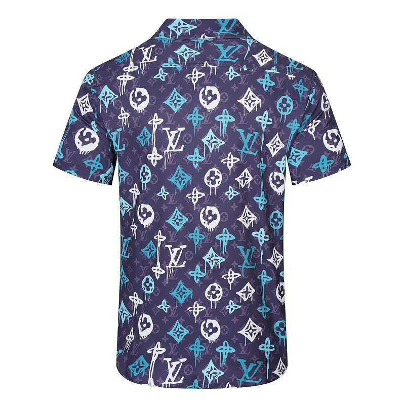 Рубашка Louis Vuitton Middle Logo Along "Blue" фото № 2