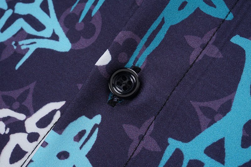 Рубашка Louis Vuitton Middle Logo Along "Blue" фото № 4