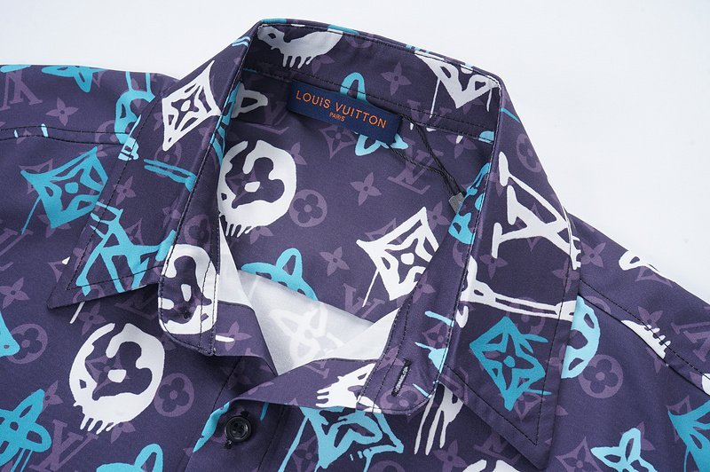 Рубашка Louis Vuitton Middle Logo Along "Blue" фото № 5