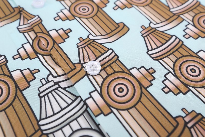 Рубашка Palm Angels Hydrants "Brown/Blue" фото № 9