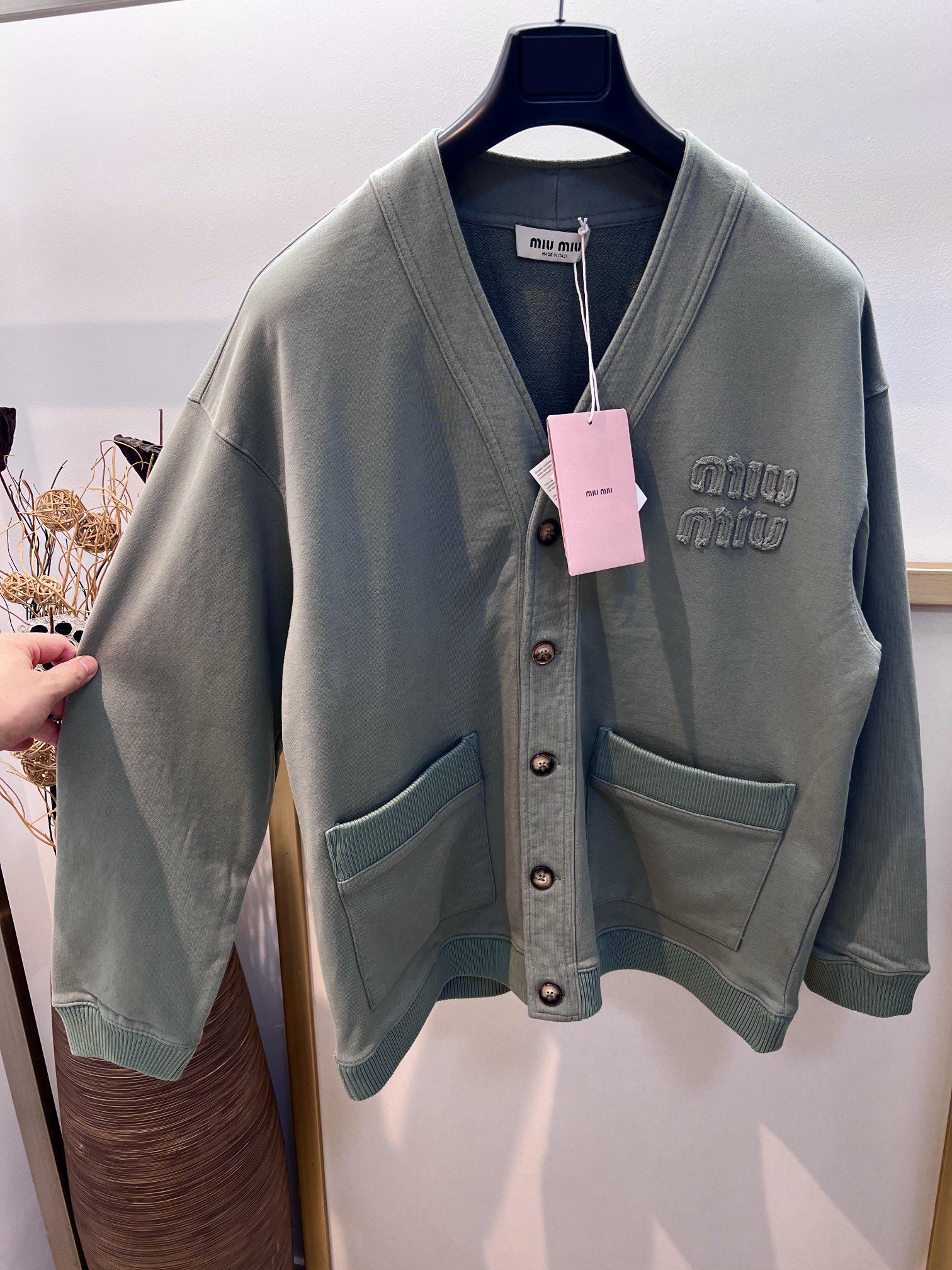 Кардиган Miu Miu Frontside Left Logotype Miu Miu "Navy Gray" фото № 2