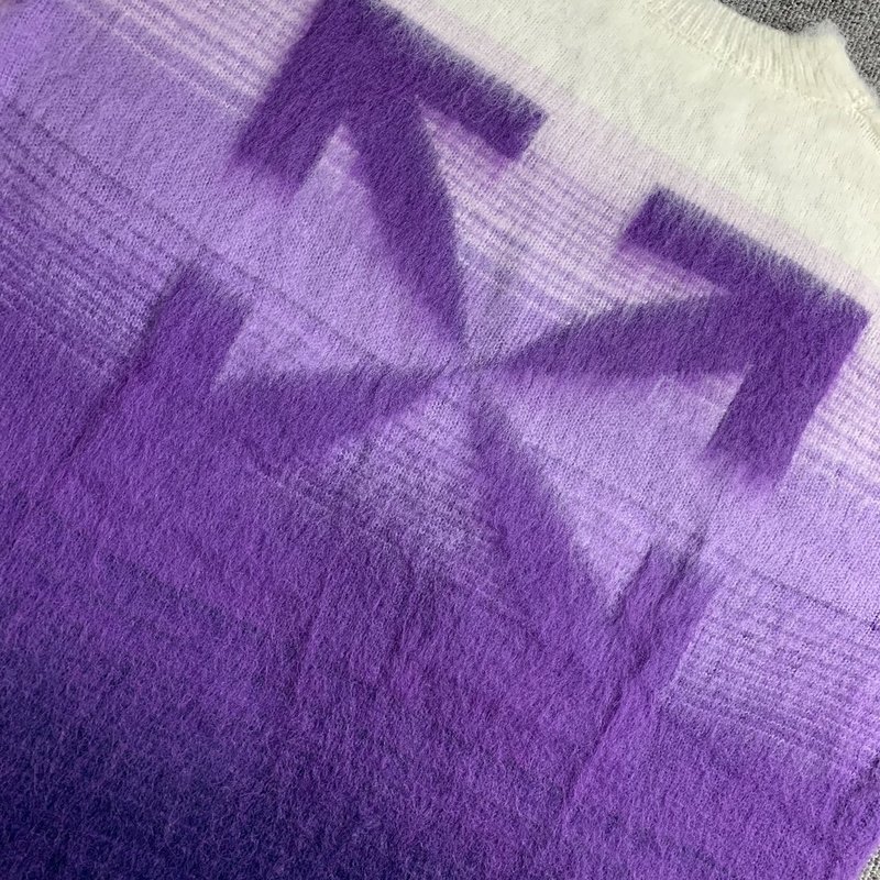 Свитер Off White With Stripes On The Sleeves And Logo "Violet/White" фото № 5