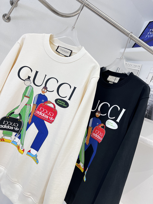 Свитшот Gucci X Adidas People With Brand Bags "White" фото № 4