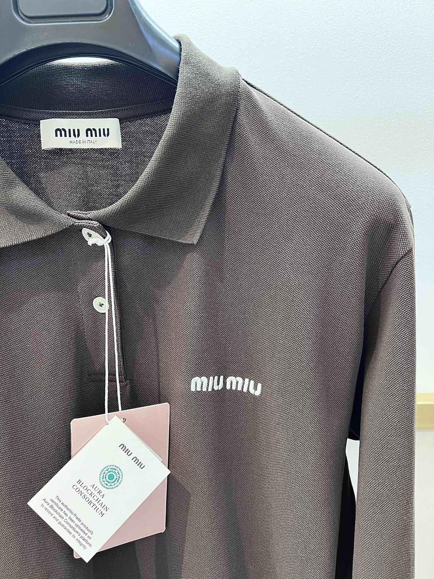 Свитшот Miu Miu White Frontside Logo On The Dark Fabric "Brown" фото № 4