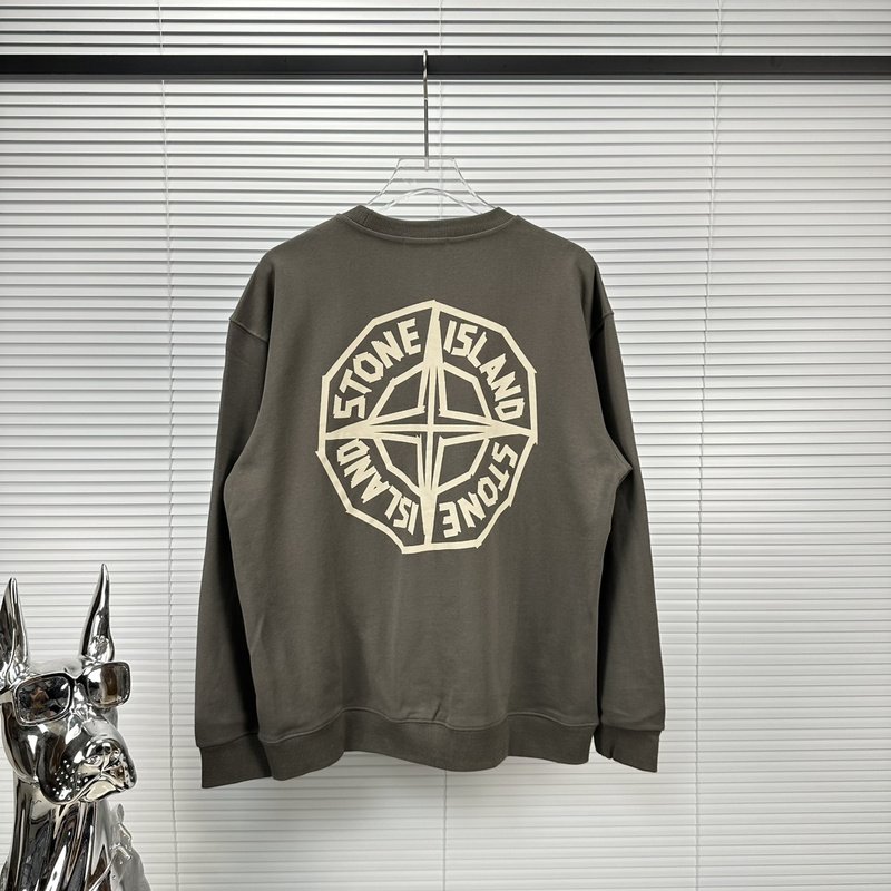 Свитшот Stone Island With Text Logo And Emblem — Single Color "Gray" фото № 4