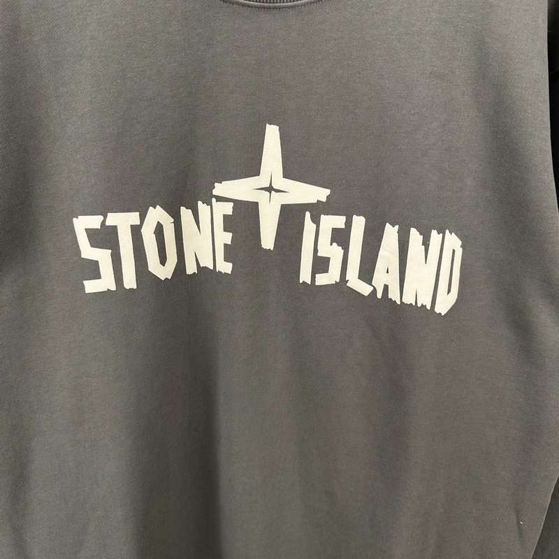 Свитшот Stone Island With Text Logo And Emblem — Single Color "Gray" фото № 5