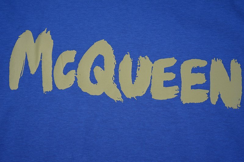 Футболка Alexander McQueen Plain With Brand Name Under Line "Blue" фото № 3