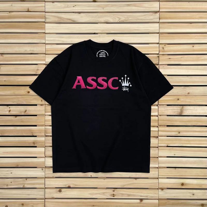 Футболка Anti Social Social Club X Stussy With An Abbreviation Logo "Black" фото № 2