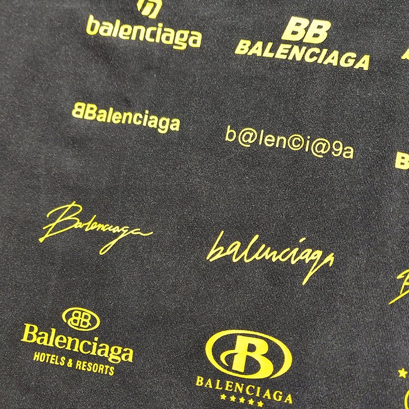 Футболка Balenciaga With Yellow Logos "Black" фото № 6