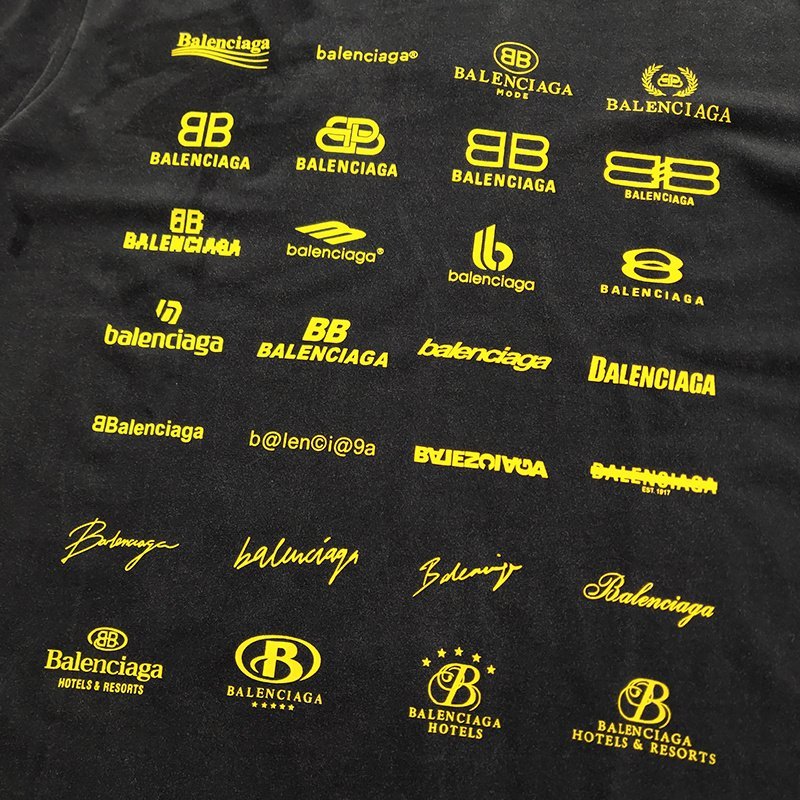 Футболка Balenciaga With Yellow Logos "Black" фото № 4