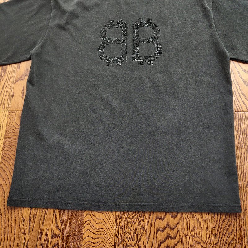 Футболка Balenciaga Rhinestones 2 Logos "Black" фото № 6