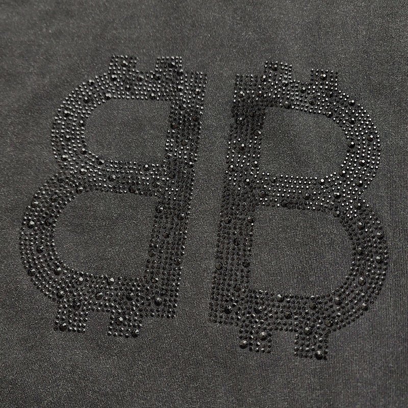 Футболка Balenciaga Rhinestones 2 Logos "Black" фото № 4