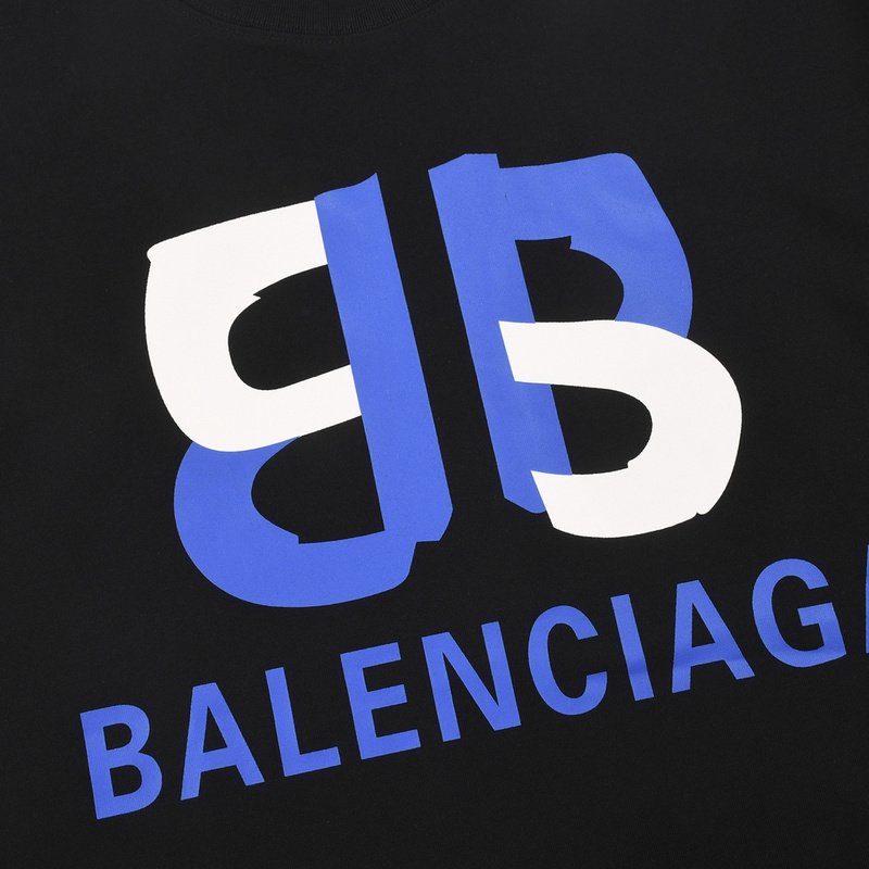 Футболка Balenciaga Blue Text Brand Logo "Black" фото № 6