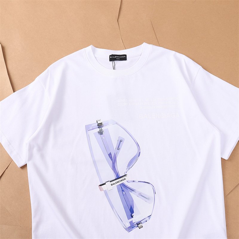 Футболка Balenciaga Sunglasses Front Print "White" фото № 4