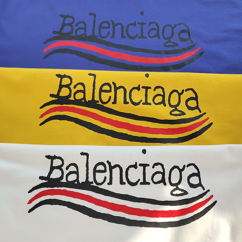 Футболка Balenciaga Big Logo With Waves "Blue" фото № 3