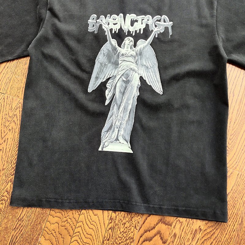 Футболка Balenciaga Angel Statue "Black" фото № 5