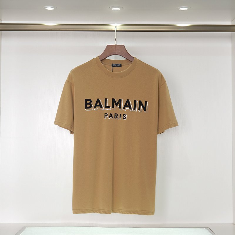 Футболка Balmain Text Logo "Brown" фото № 3