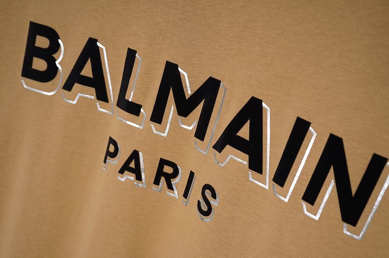 Футболка Balmain Text Logo "Brown" фото № 7