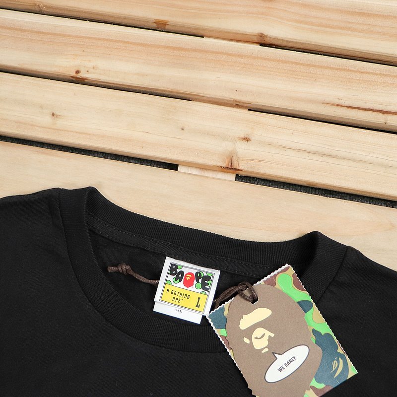 Футболка Bape Checkered Oval With Inscription Front "Black" фото № 5
