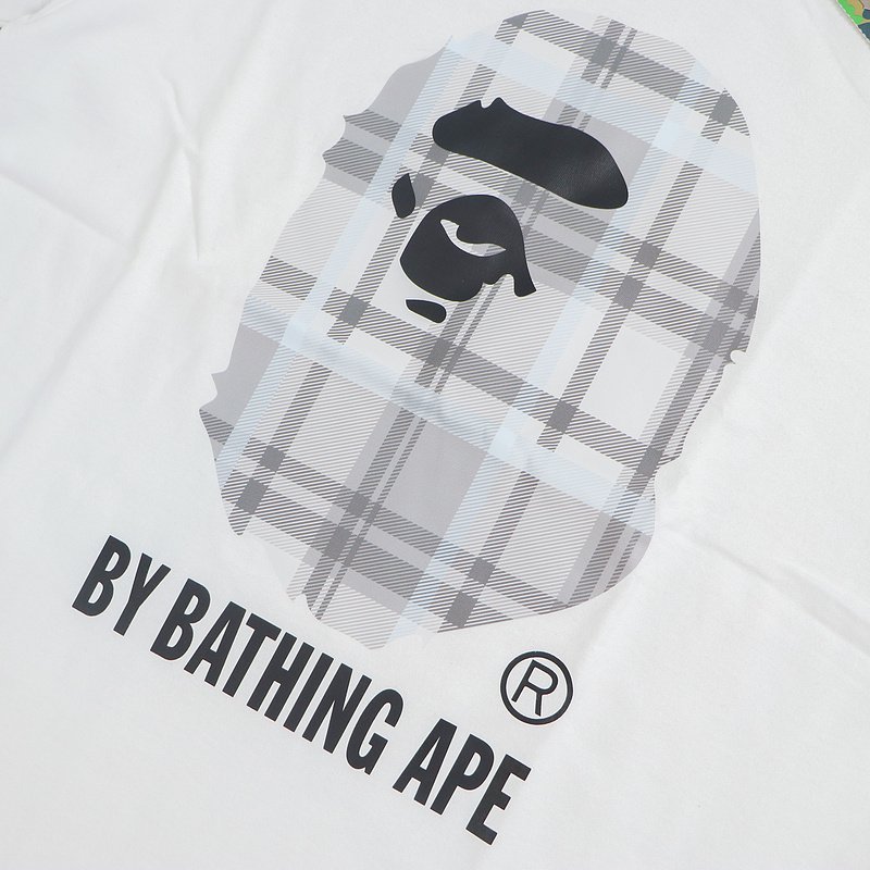 Футболка Bape Big Plaid Logo Front "White" фото № 3