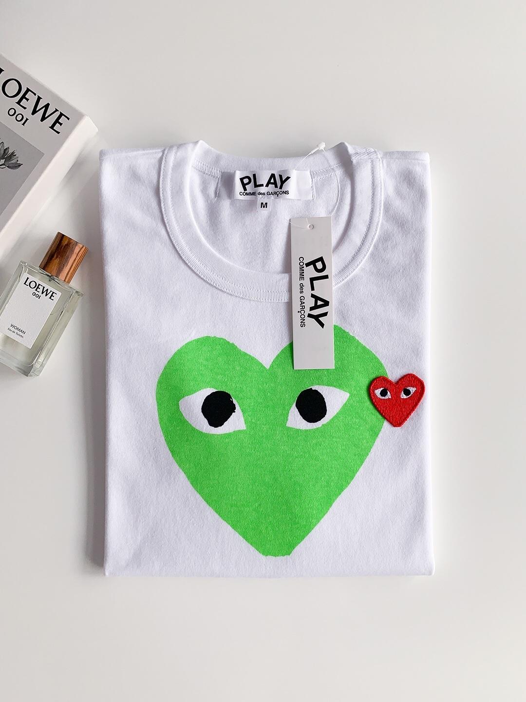 Футболка Comme des Garçons Play Green Heart Eyes "White" фото № 2