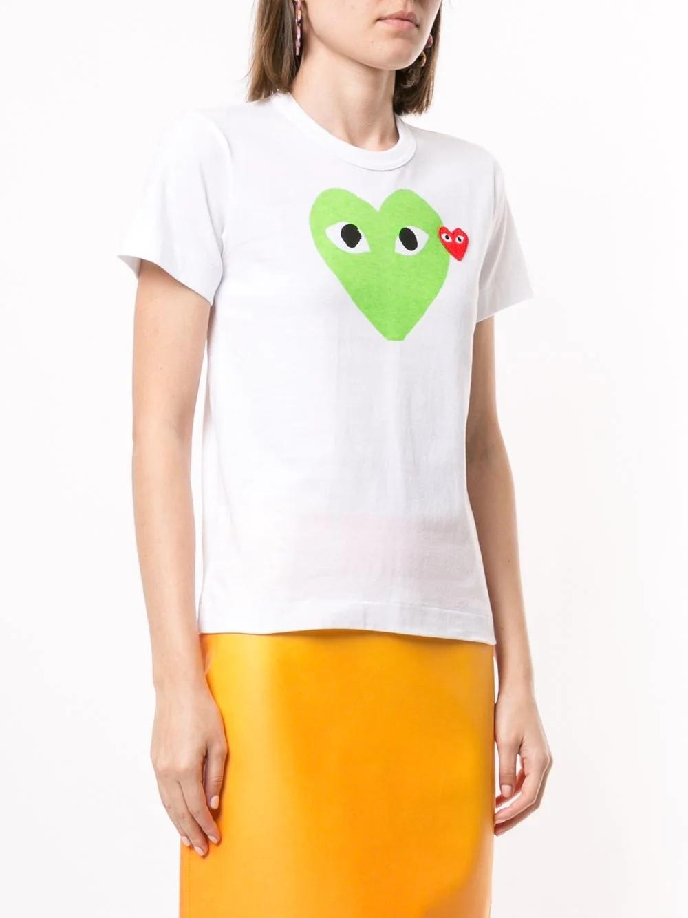 Футболка Comme des Garçons Play Green Heart Eyes "White" фото № 7