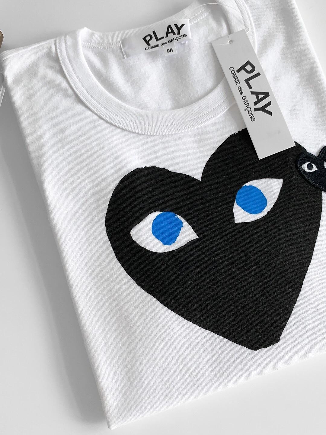 Футболка Comme des Garçons Play Small Black Heart Blue Eyes "White" фото № 8