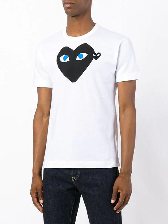 Футболка Comme des Garçons Play Small Black Heart Blue Eyes "White" фото № 9