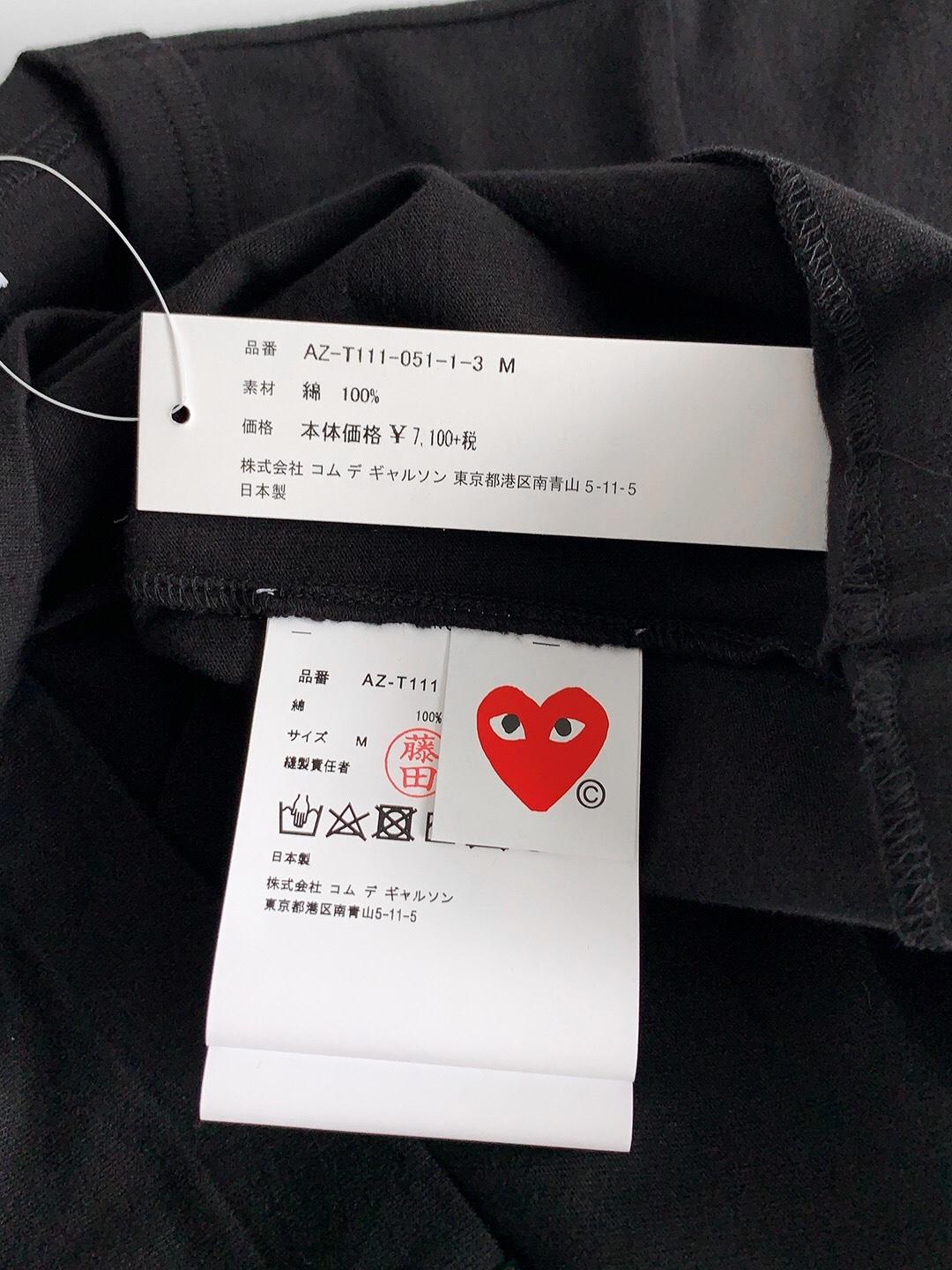 Футболка Comme des Garçons Play Red Heart Logo "Black" фото № 7