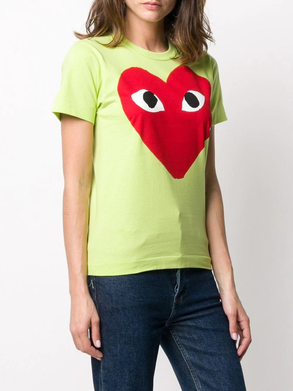 Футболка Comme des Garçons Play Red Heart Eyes "Green" фото № 9