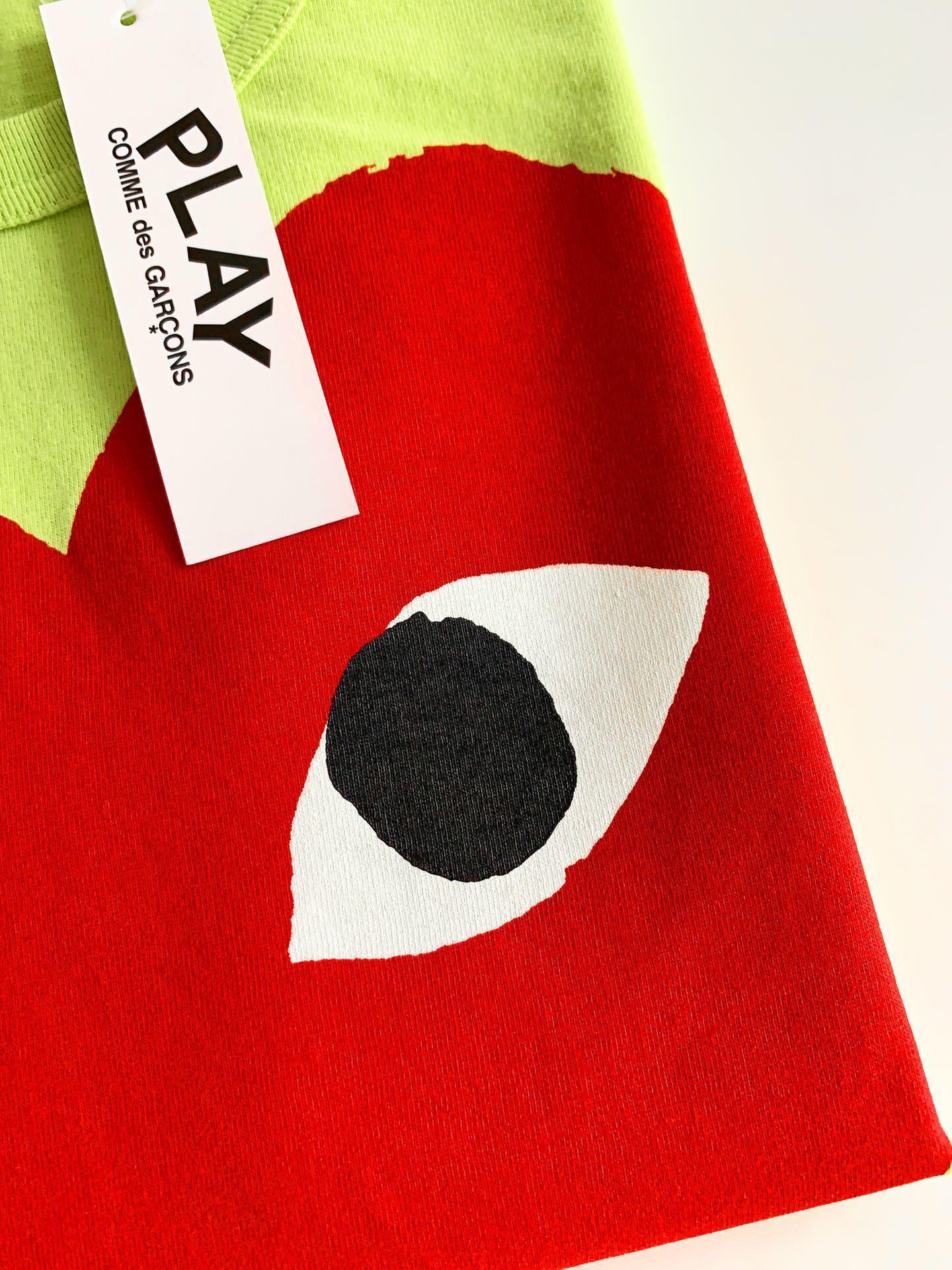 Футболка Comme des Garçons Play Red Heart Eyes "Green" фото № 3