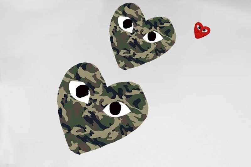 Футболка Comme des Garçons Play Camouflage Hearts Eyes "White" фото № 4