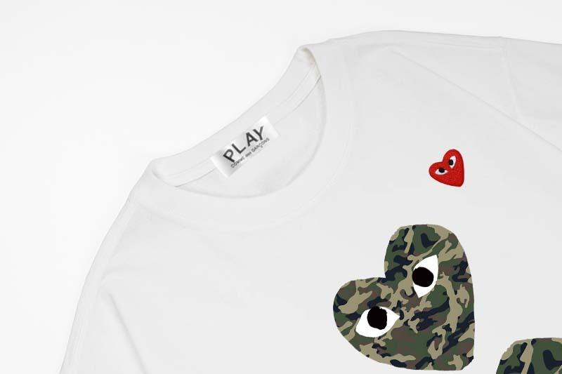 Футболка Comme des Garçons Play Camouflage Hearts Eyes "White" фото № 3