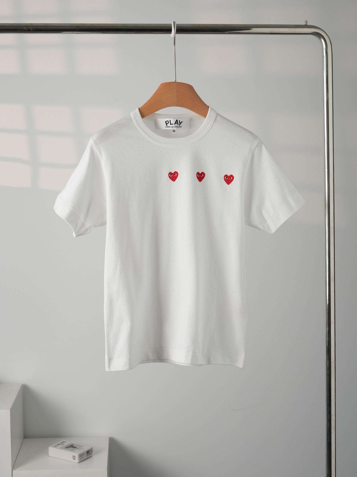 Футболка Comme des Garçons Play Triple Small Heart "White" фото № 2