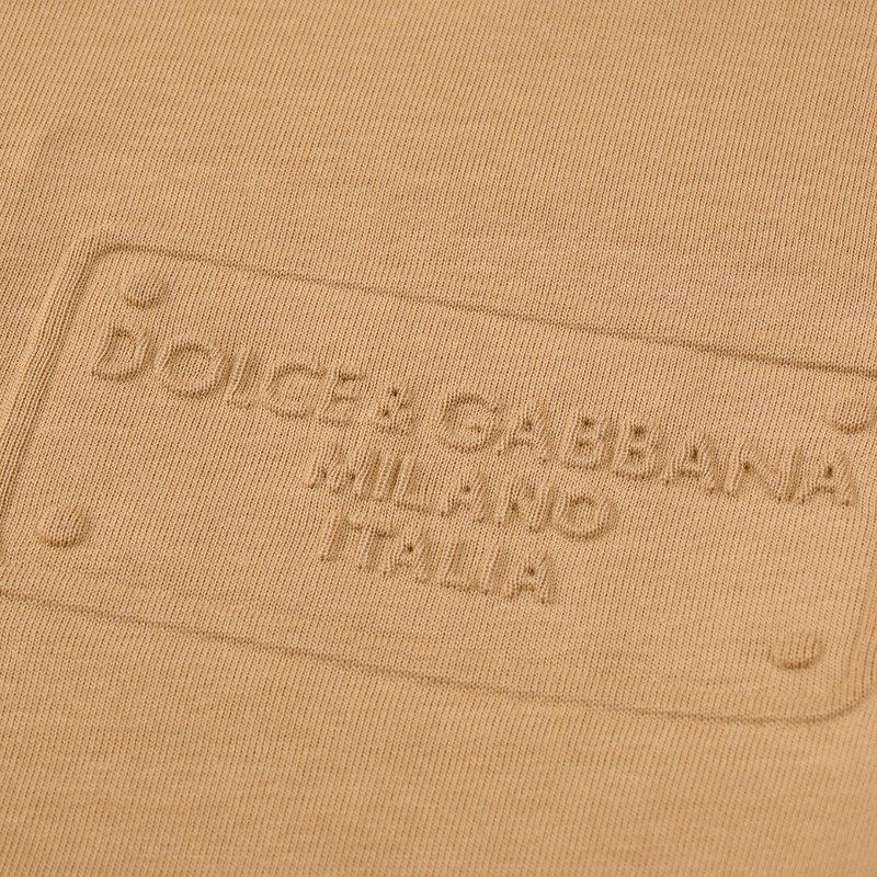 Футболка Dolce And Gabbana With Plain Logo Embroidery "Brown" фото № 4
