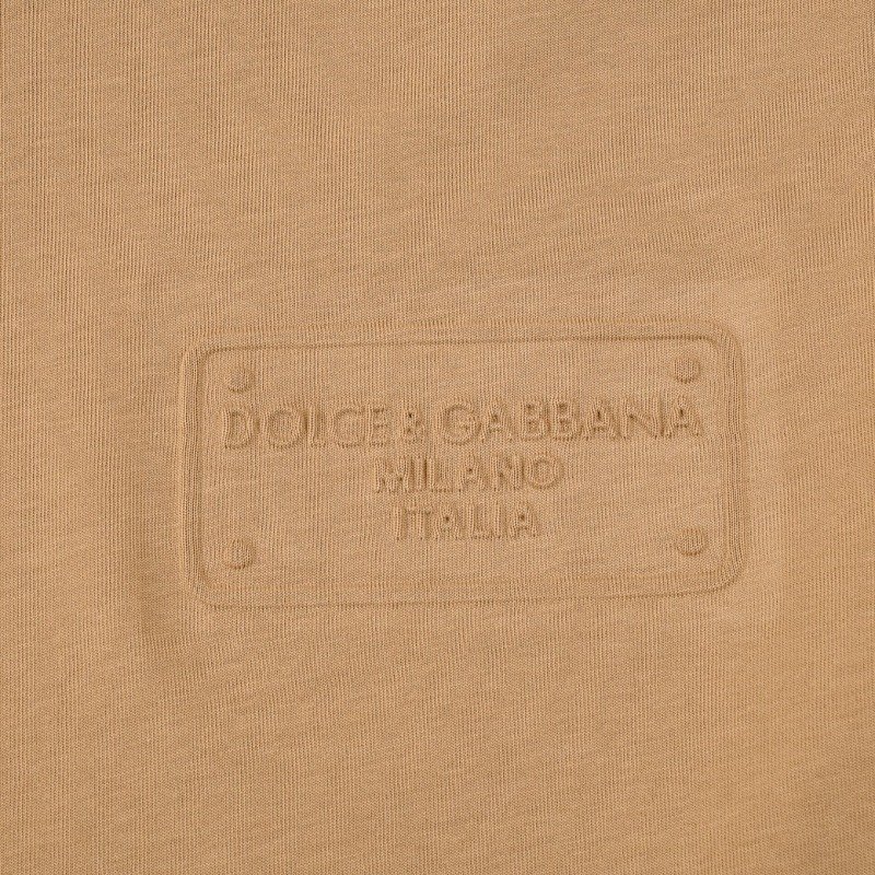 Футболка Dolce And Gabbana With Plain Logo Embroidery "Brown" фото № 5