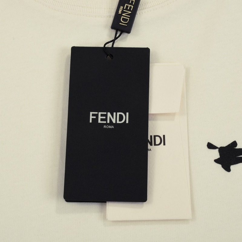 Футболка Fendi With Brand Patterns On The Sleeve "Cream" фото № 5