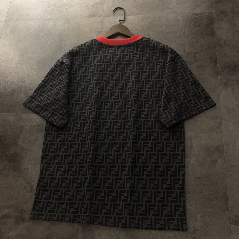 Футболка Fendi With A Red Collar "Black" фото № 5