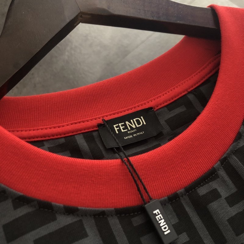 Футболка Fendi With A Red Collar "Black" фото № 9