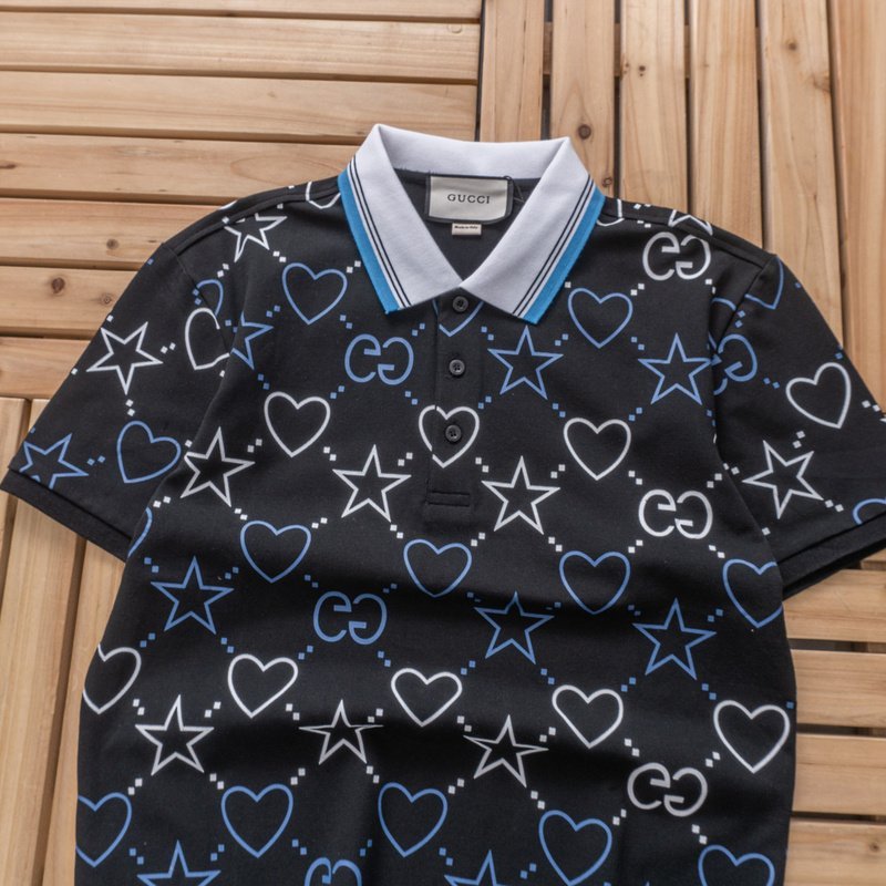 Поло Gucci Repeating Hearts And Stars "Black" фото № 2