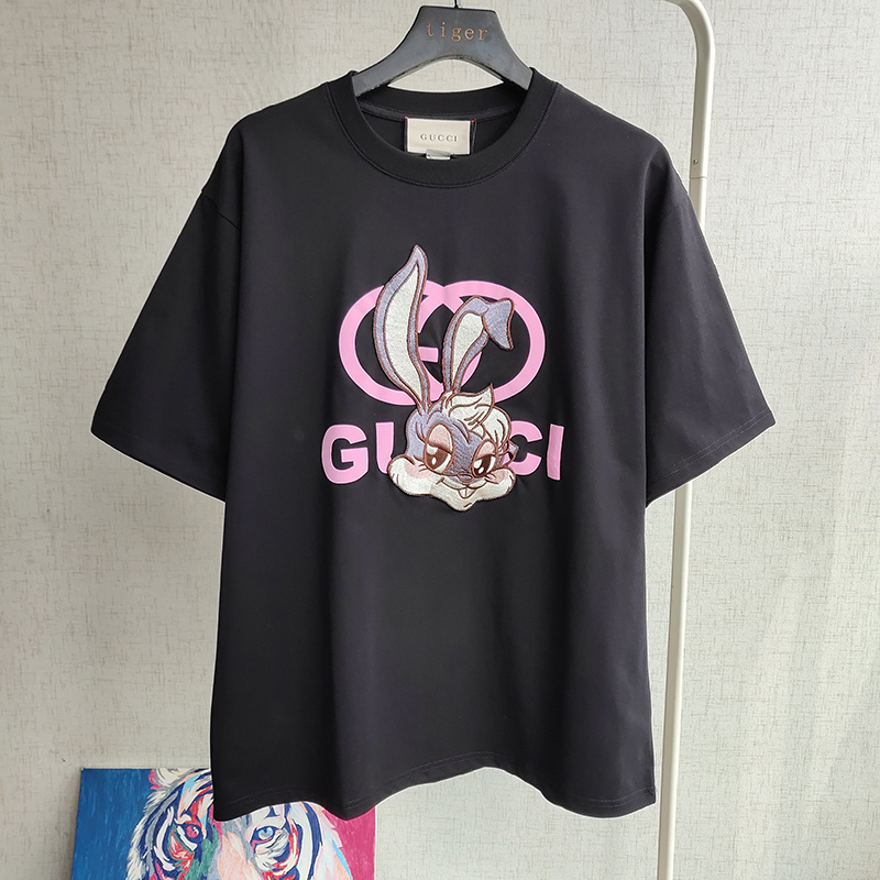 Футболка Gucci With Bunny Girl Print "Black" фото № 2