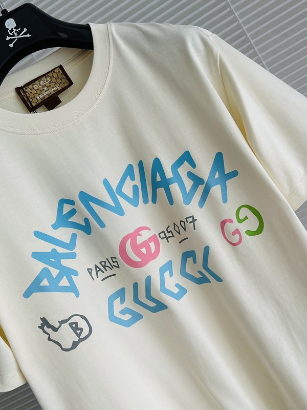 Футболка Gucci X Balenciaga Paris "Cream" фото № 3